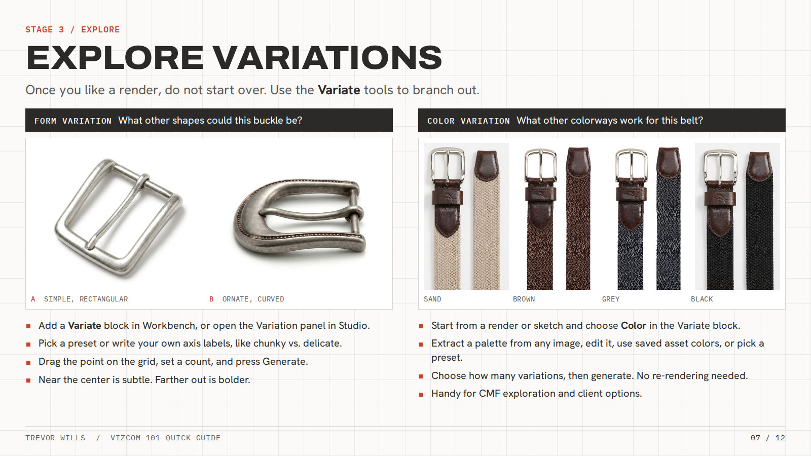 Vizcom 101 guide, page 7: Explore variations, form and color