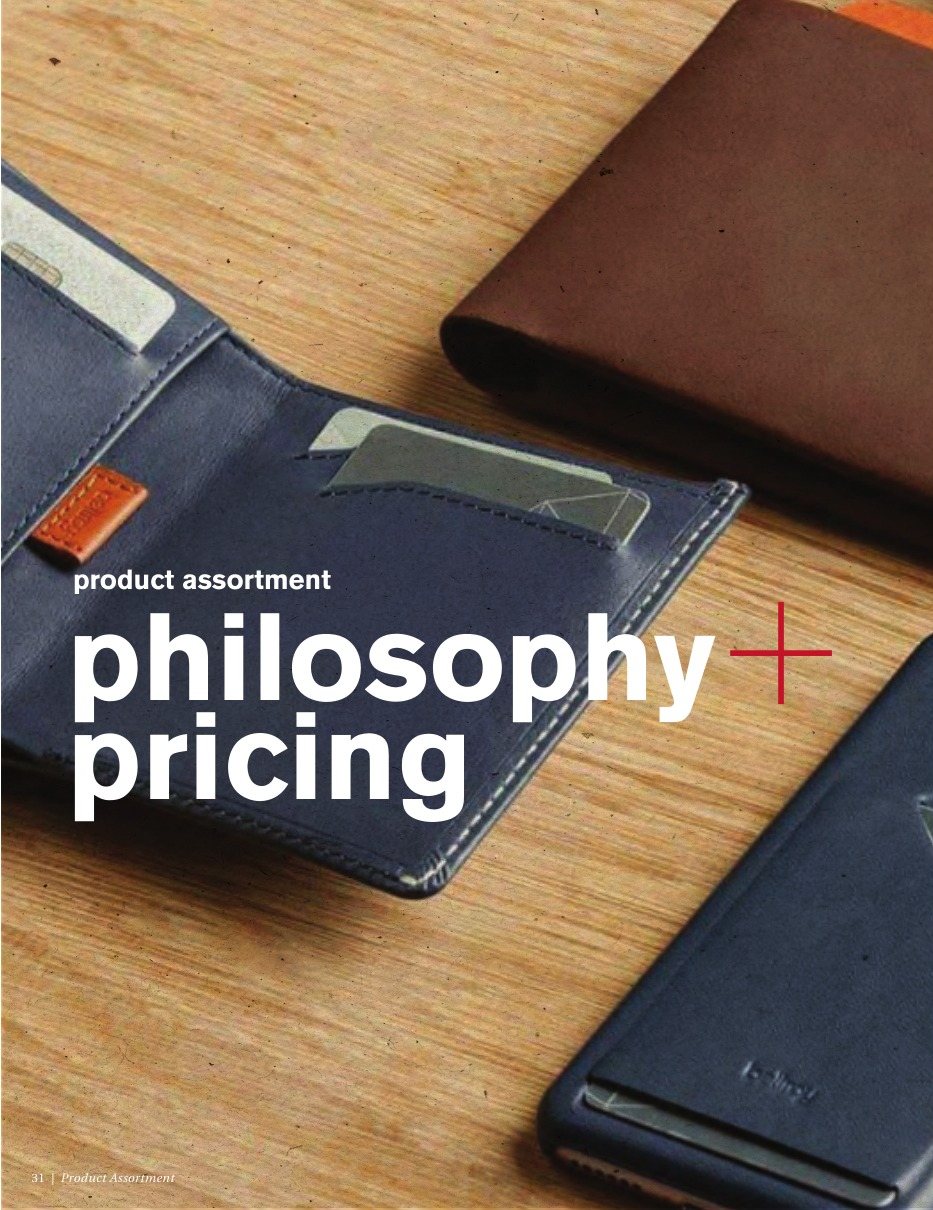 Product assortment: philosophy + pricing