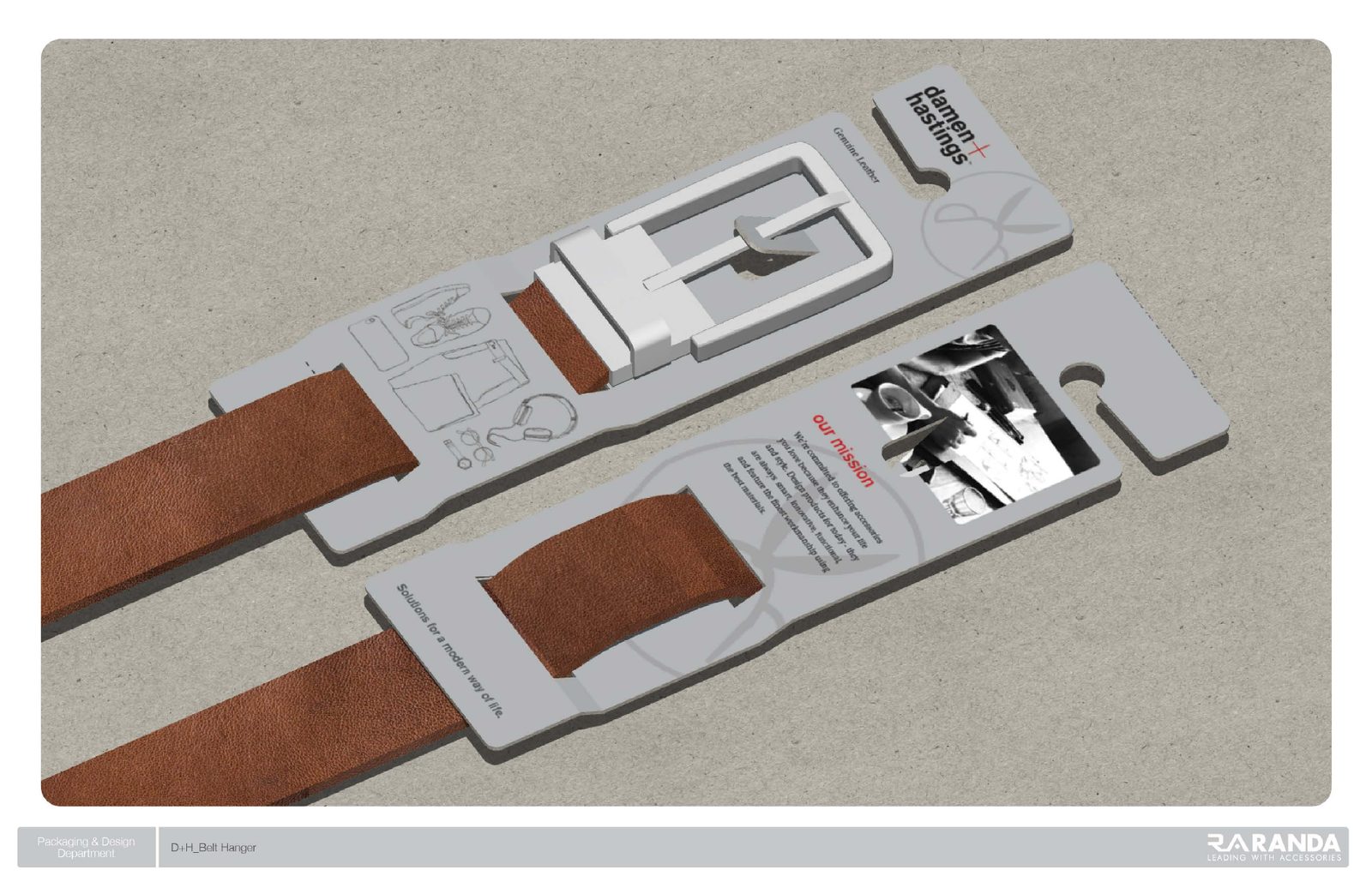 Rendering of belt packaging