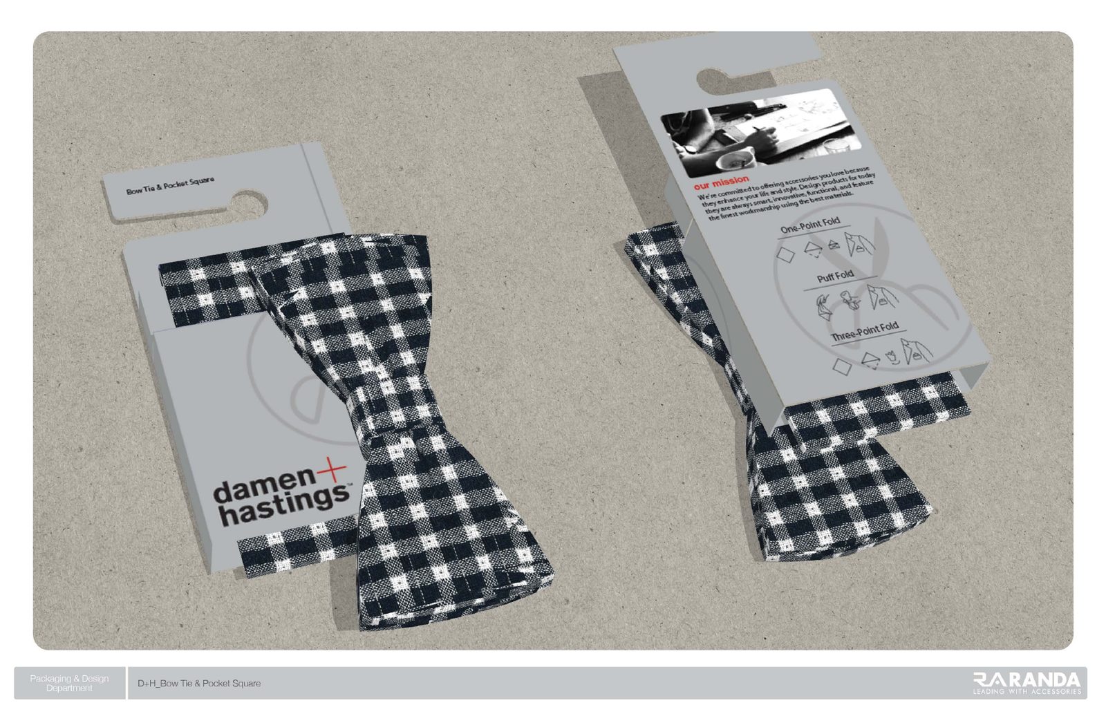 Rendering of bow tie packaging