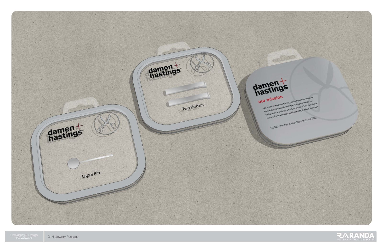 Rendering of collar stay packaging