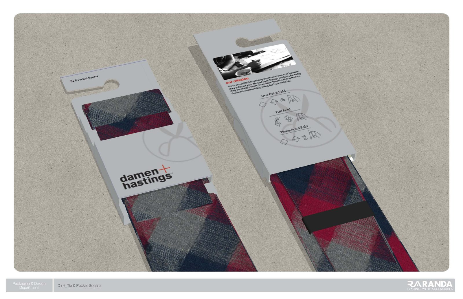 Rendering of tie packaging