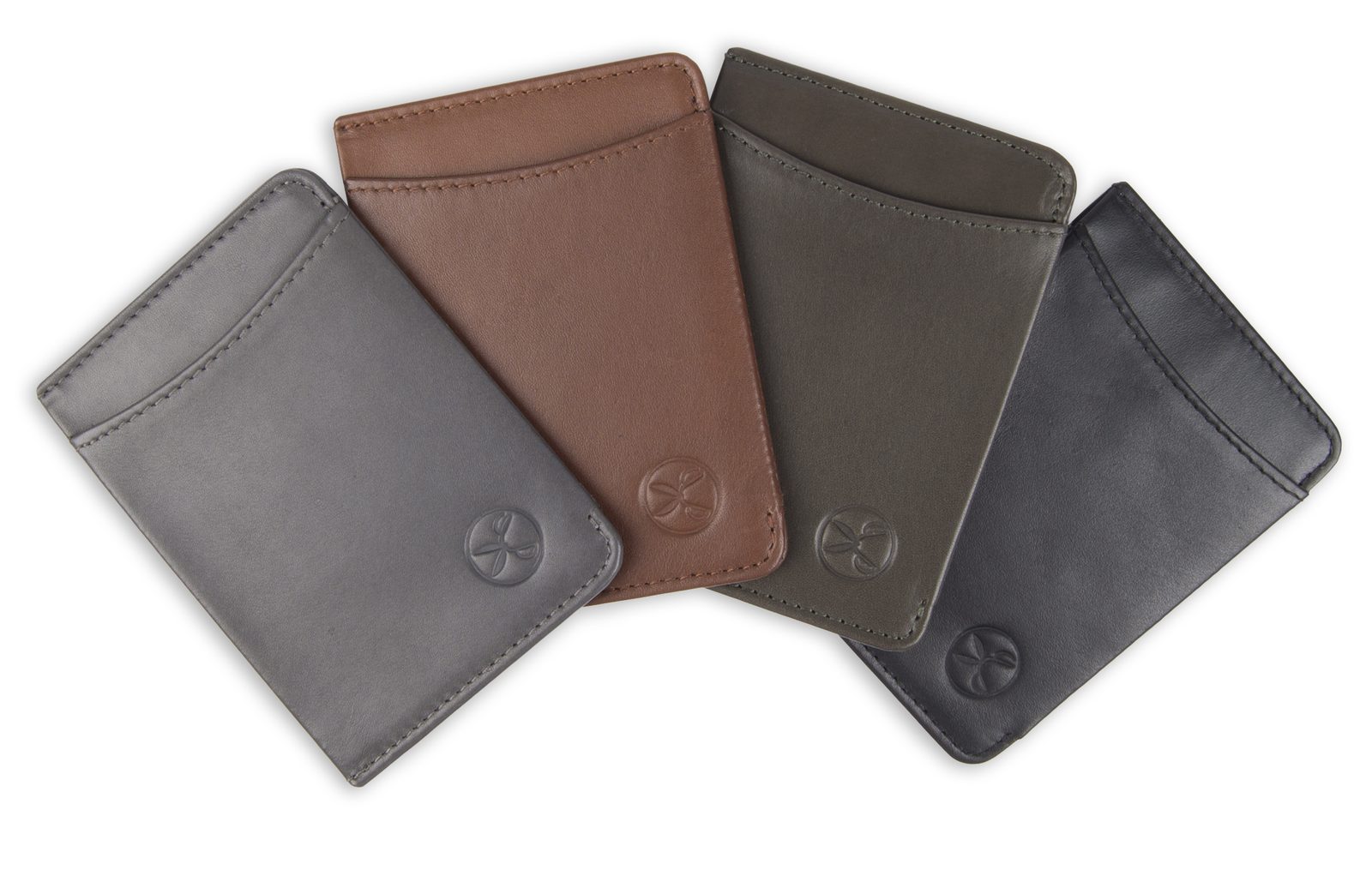 Production samples: card cases in four colors