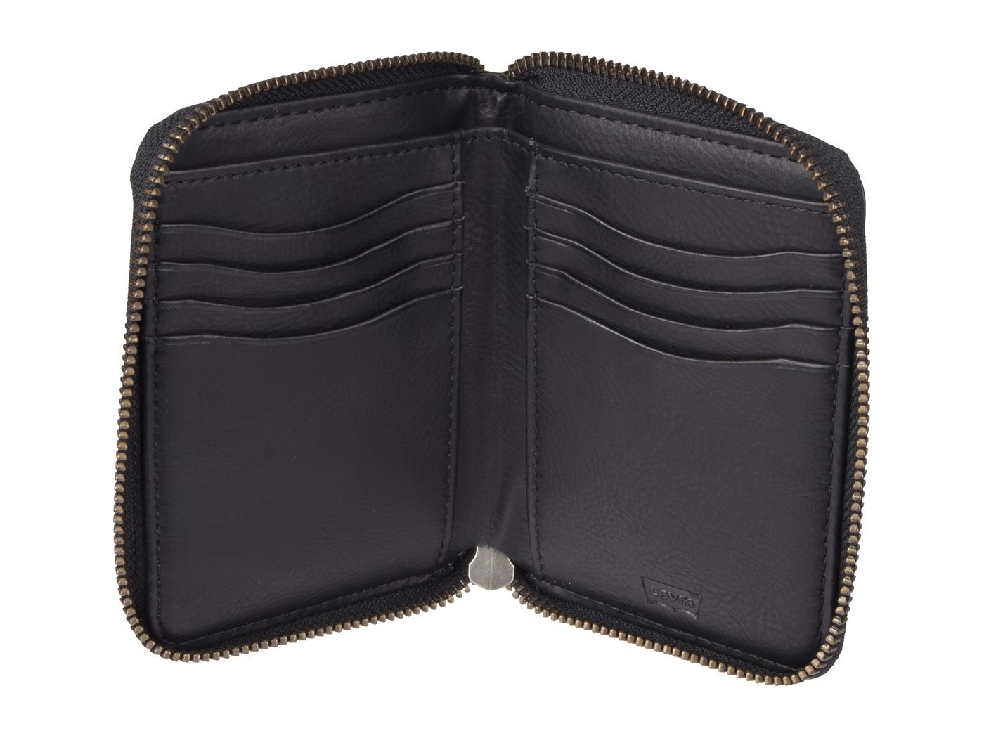 The revised wallet sample, open, with pockets on both sides
