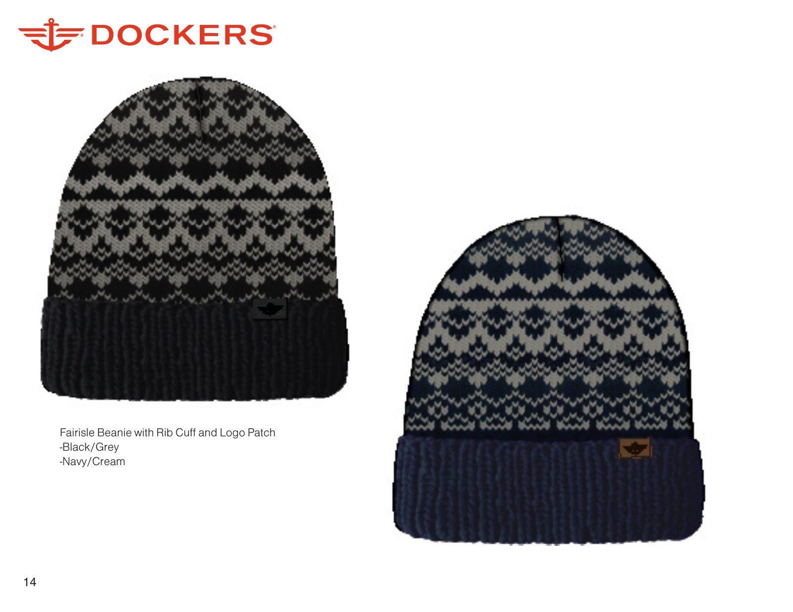 Dockers concept: fairisle beanie with rib cuff and logo patch