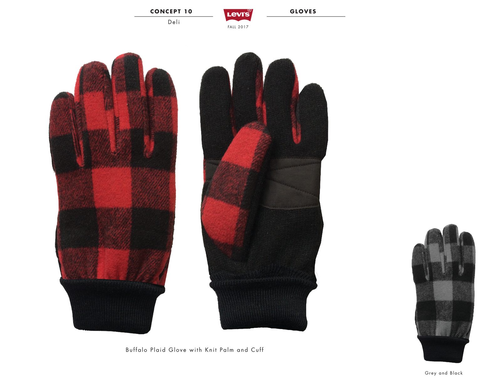 Levi’s glove concept: buffalo plaid glove with knit palm and cuff