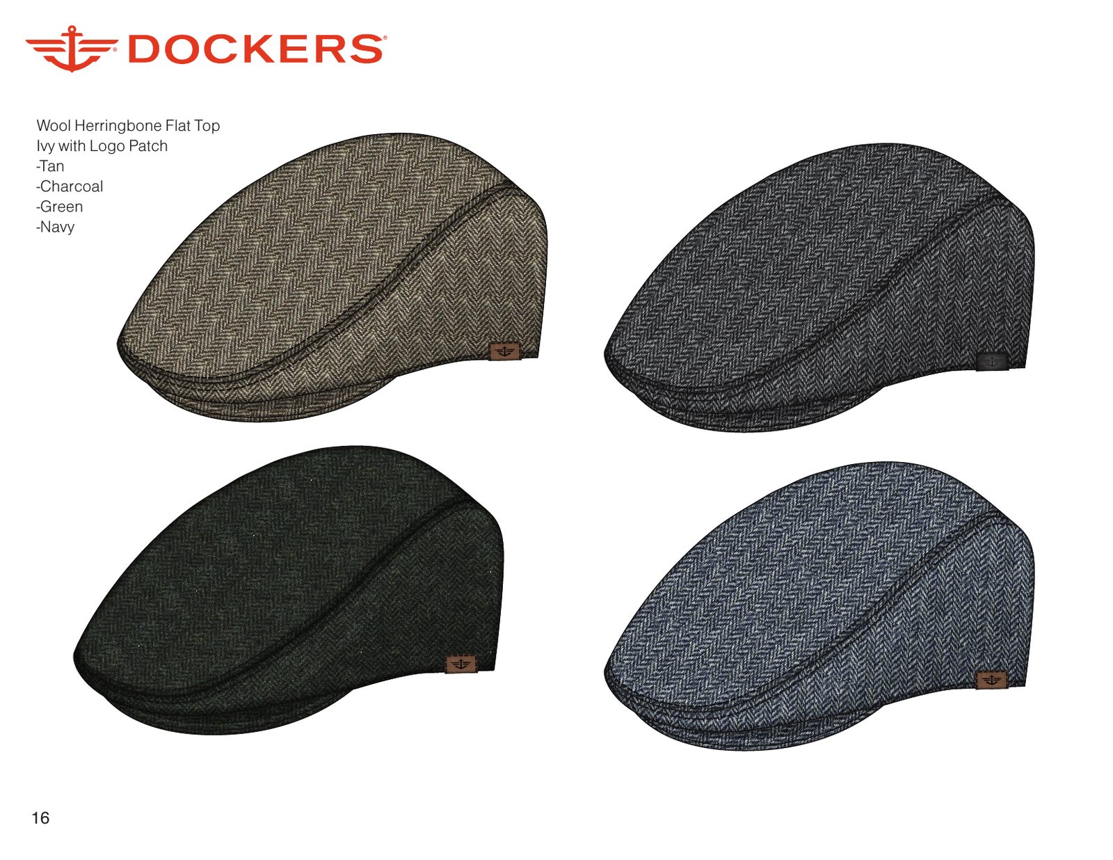 CAD of the herringbone flat top ivy in four colorways