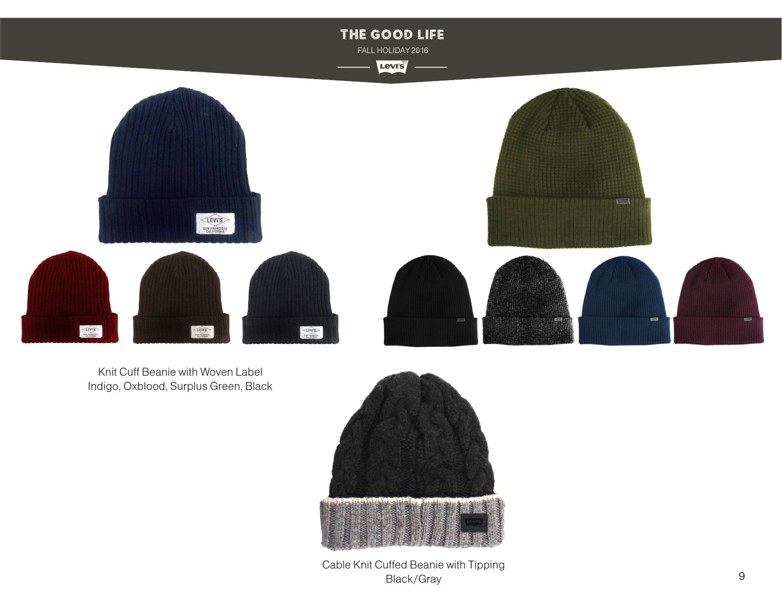 Levi’s knit beanie samples