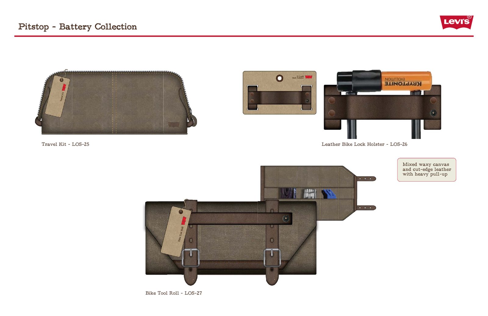 Battery collection: travel kit, bike lock holster and bike tool roll