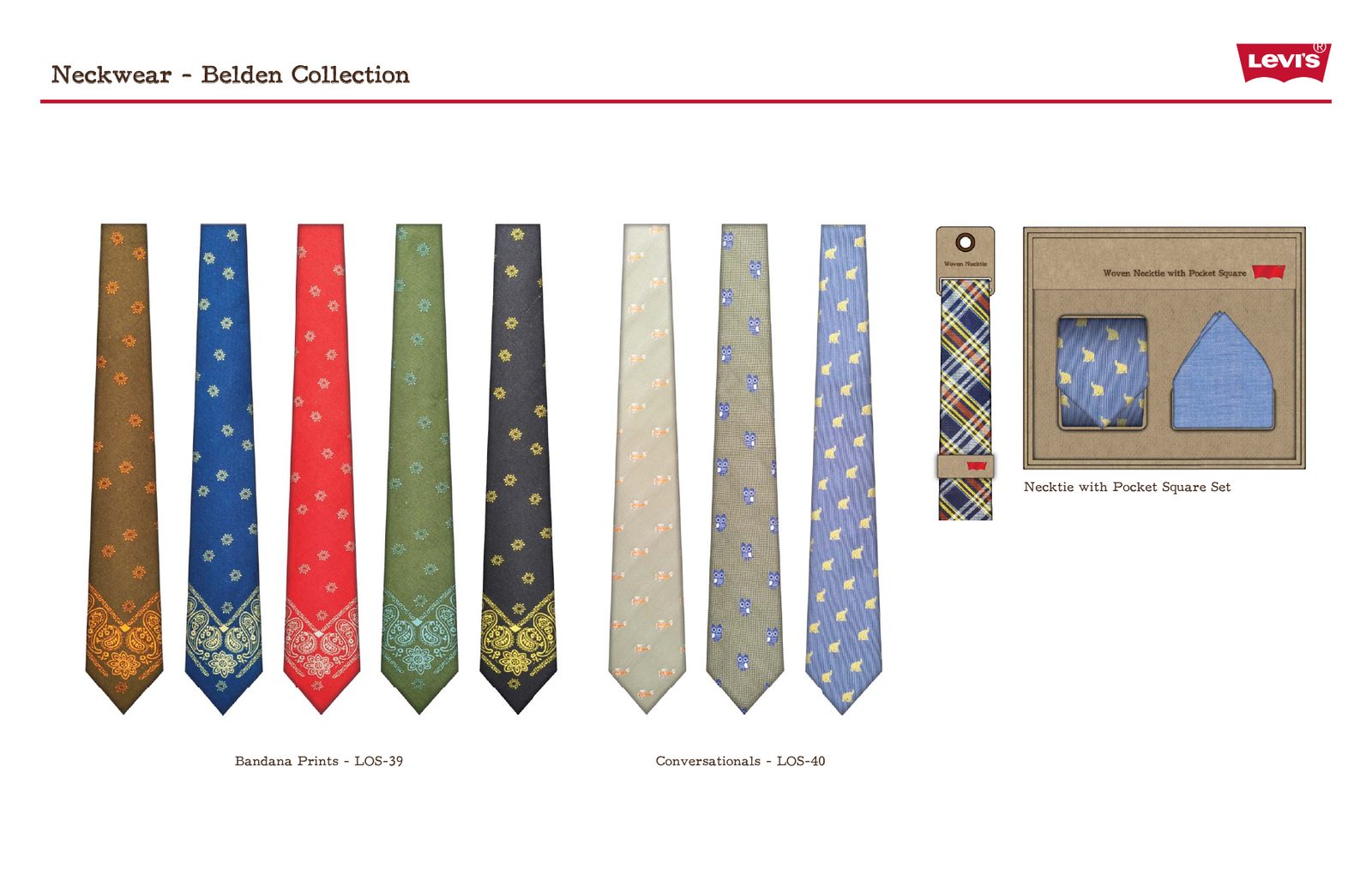 Belden neckwear: bandana print ties and pocket square set