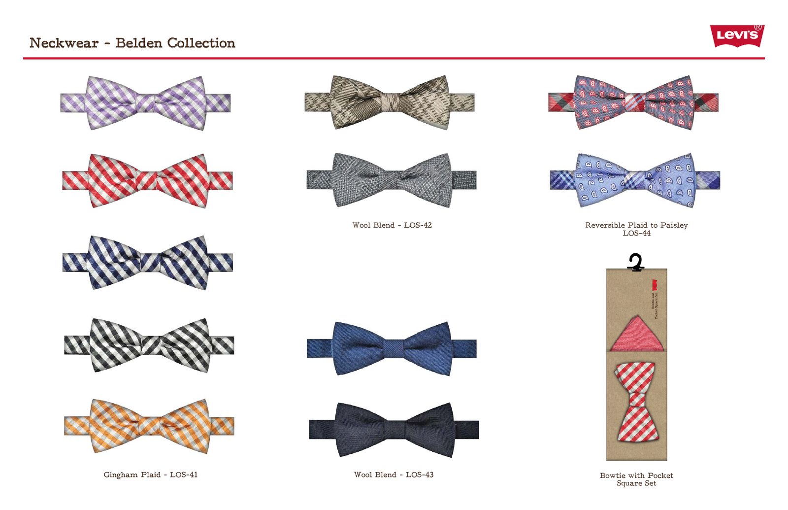 Belden neckwear: bow ties with matching pocket square packaging