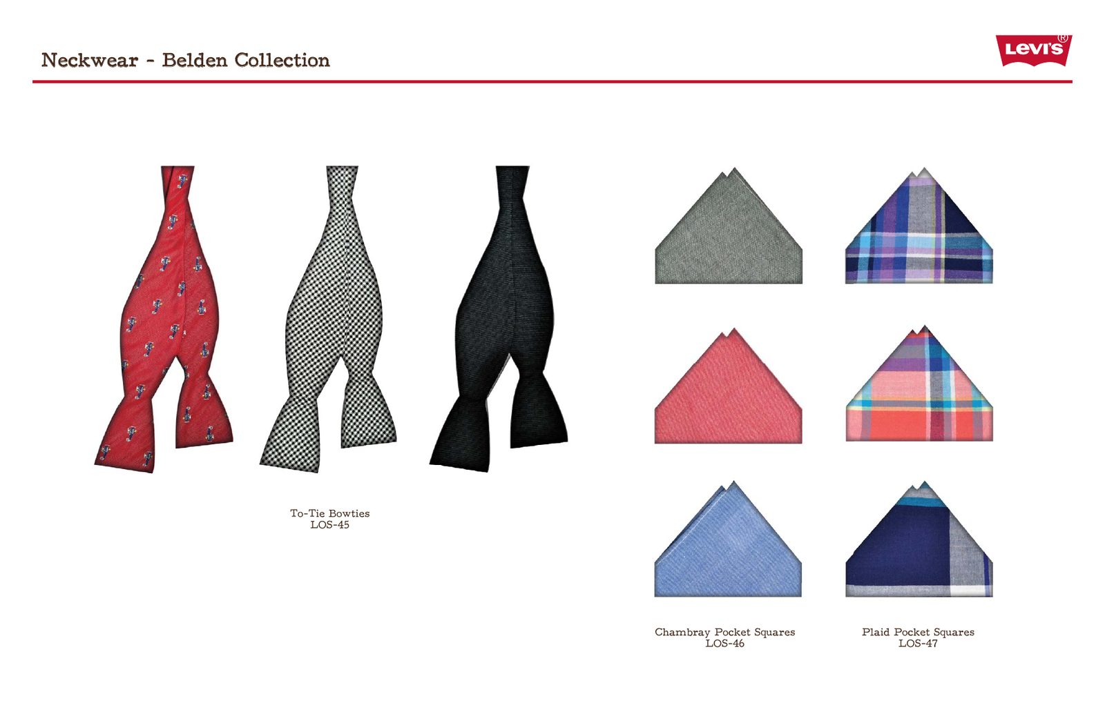Belden neckwear: self-tie bow ties and pocket squares