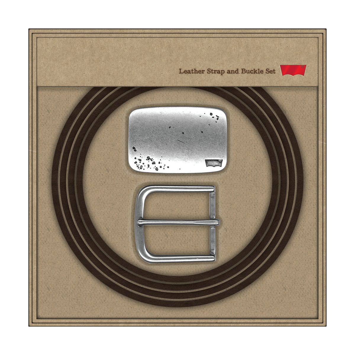 Package for the leather strap with two buckles
