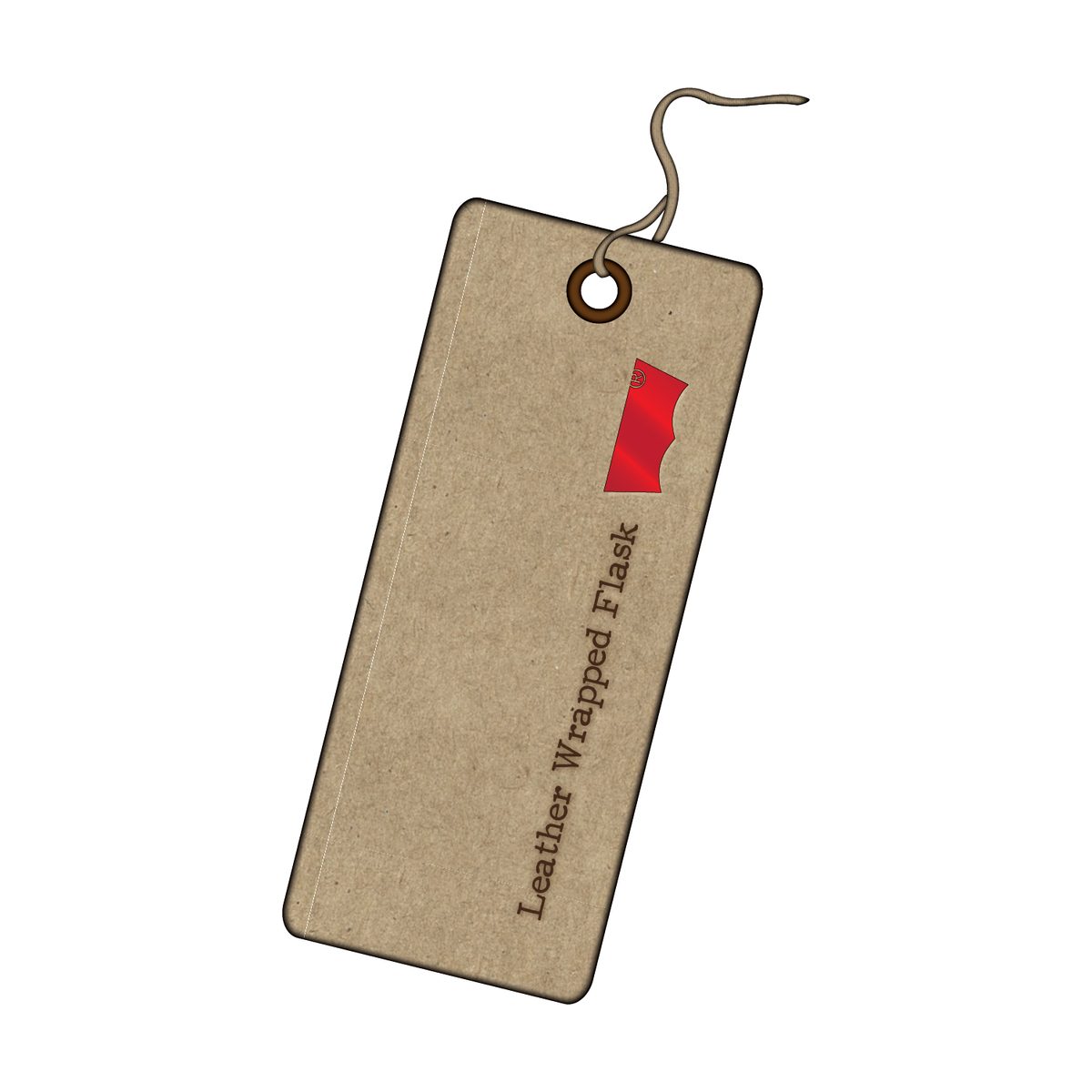 Hang tag for the leather-wrapped flask
