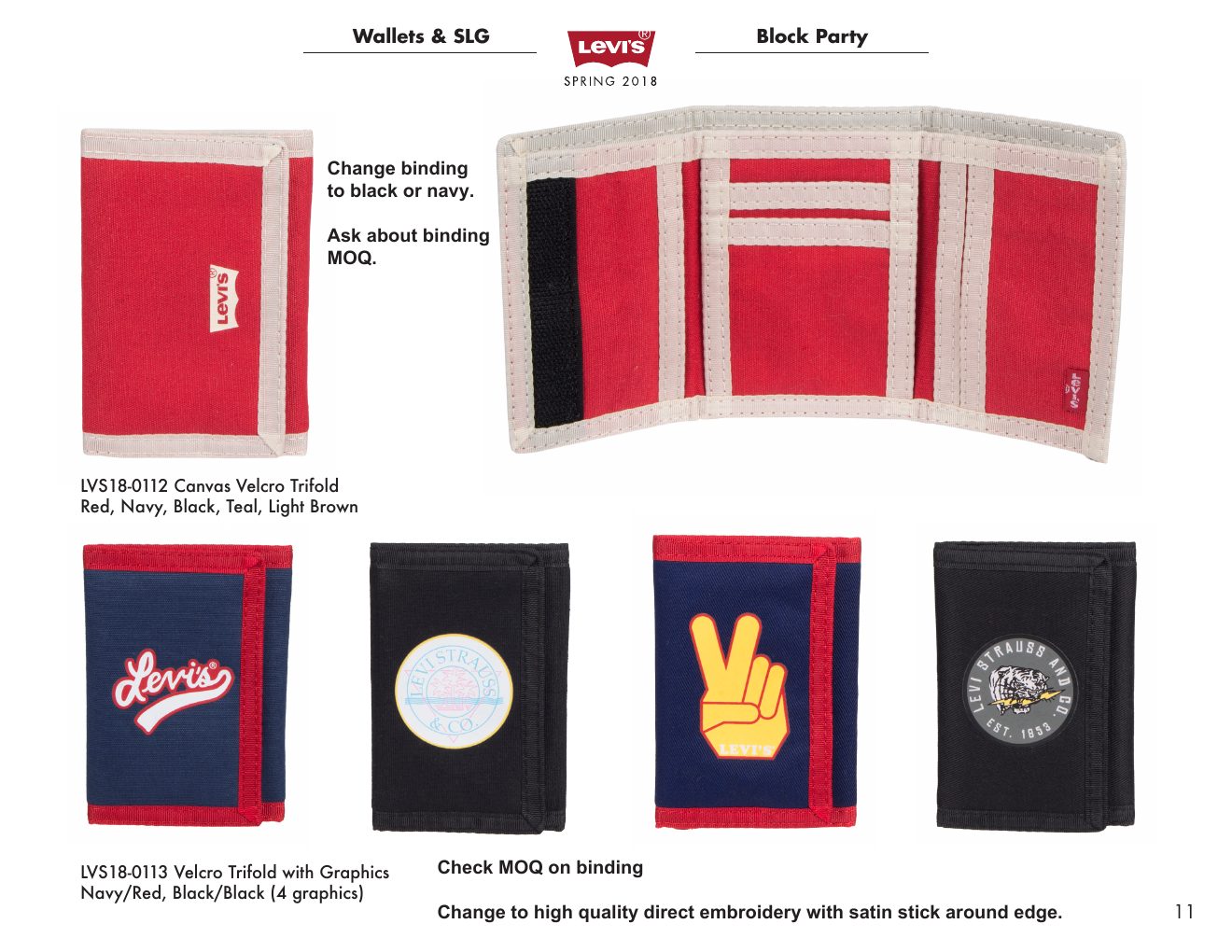 Levi’s Mid Point book page with review notes on canvas trifolds